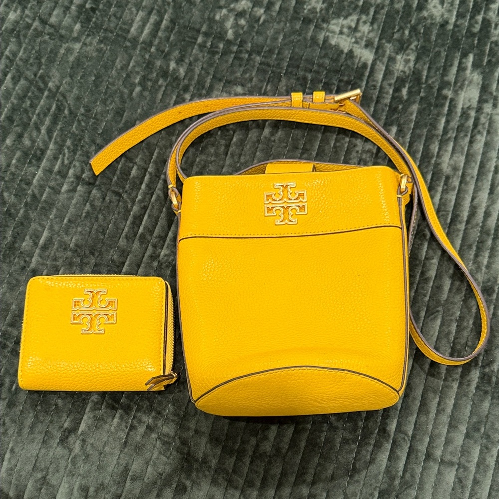 Tory Burch Vibrant Yellow Crossbody Bag and Wallet